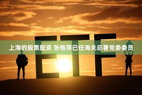 上海的股票配资 张格萍已任海关总署党委委员